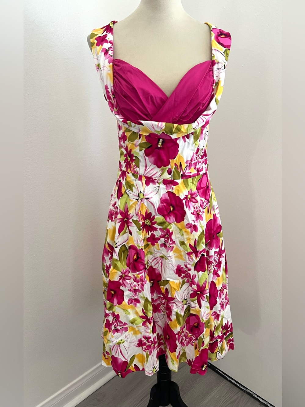 LINDY BOP Ophelia Retro Midi Fit & Flare Floral Swing Dress Size Small